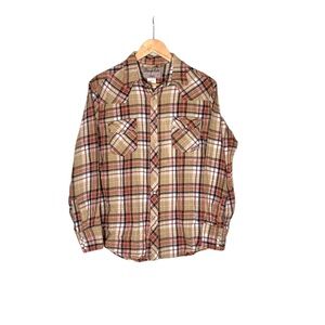 🌵Men’s Vintage Wrancher By Wrangler Pearl Snap Button Down Shirt L🌵
